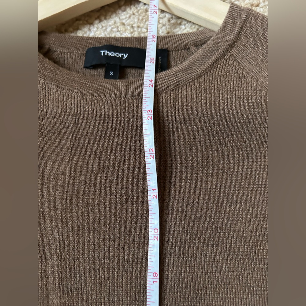 Theory 100% Merino Wool Short Sleeve Sweater Top Brown Size S - Picture 2 of 8